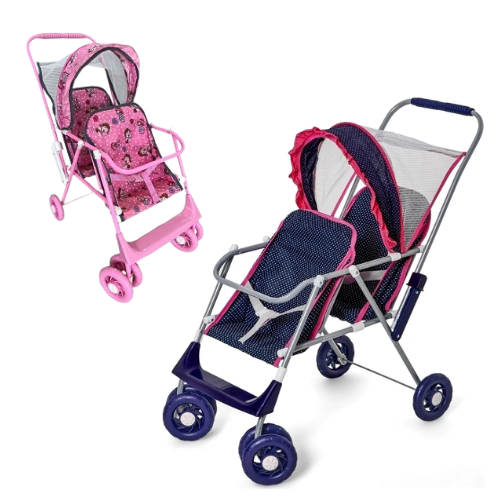 Carrinho Para Bonecas Modelo Gemeos Metálico Dobrável 70cm M&P — Brinquedos