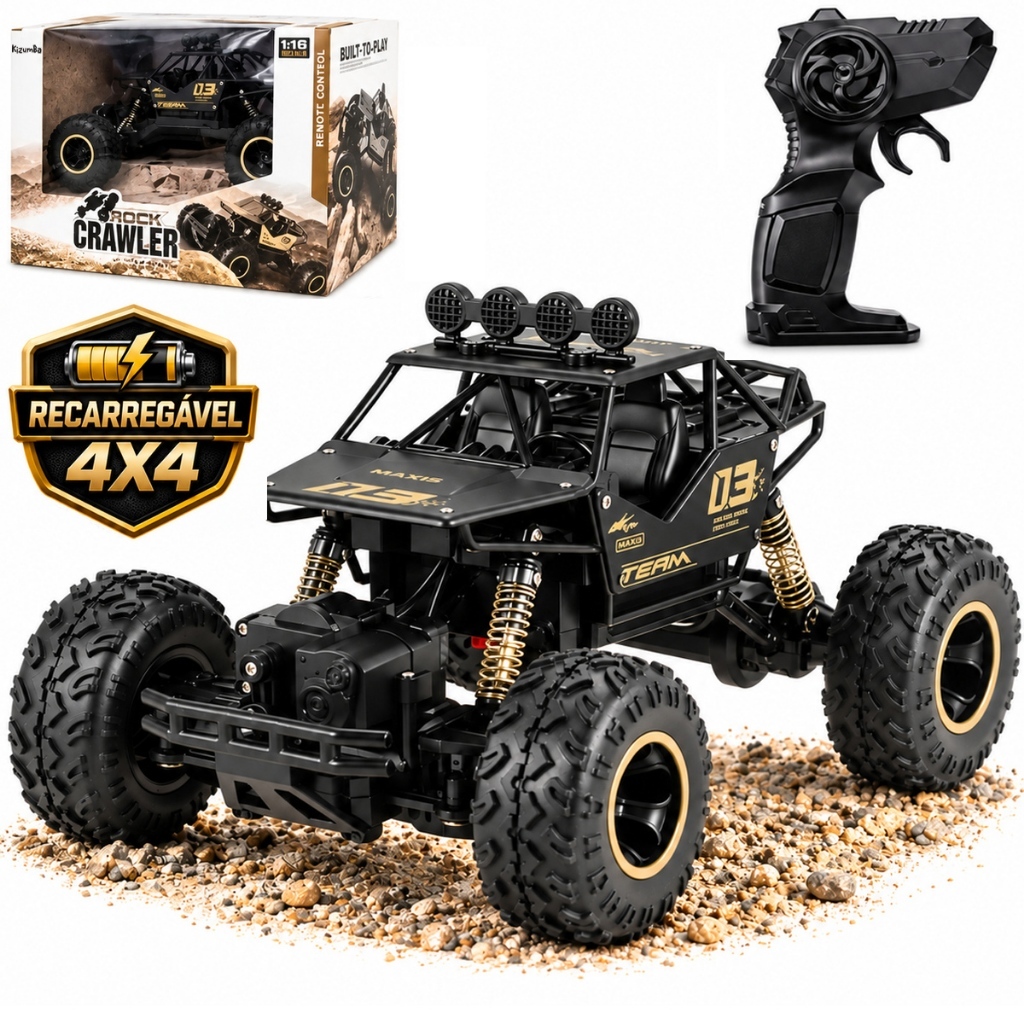 Carrinho Remoto 4x4 Monster Off Road Truck Controle 4Ch Rock Crawler