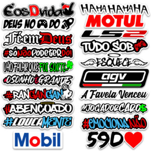 Cartela 20 Adesivos Frases Carro Moto Bike Bicicleta Bag Caderno