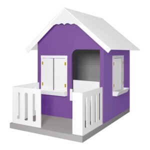Casinha De Brinquedo Com Cercado Floreiros Mdf Lilás Branco Gran Belo