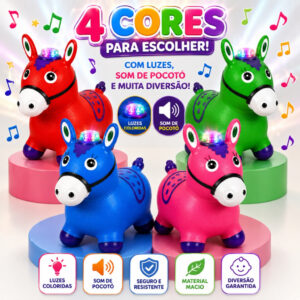 Cavalinho Upa Upa Musical Infantil Pula Pula com LED e Som Brinquedo
