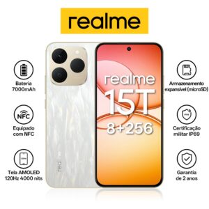 Celular realme 15T 5G Smartphone 8+256 GB 2ANOS E IA Garantia