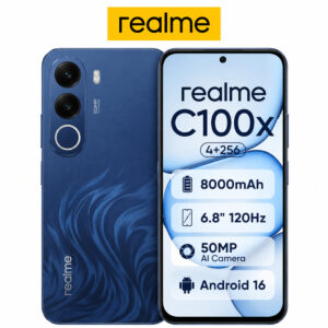 Celular realme C100X Smartphone 4+256 GB Bateria 8000mAh 2ANOS E IA