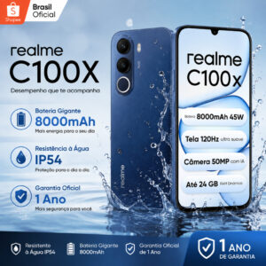 Celular realme C100X Smartphone 4+256 GB Bateria 8000mAh Original