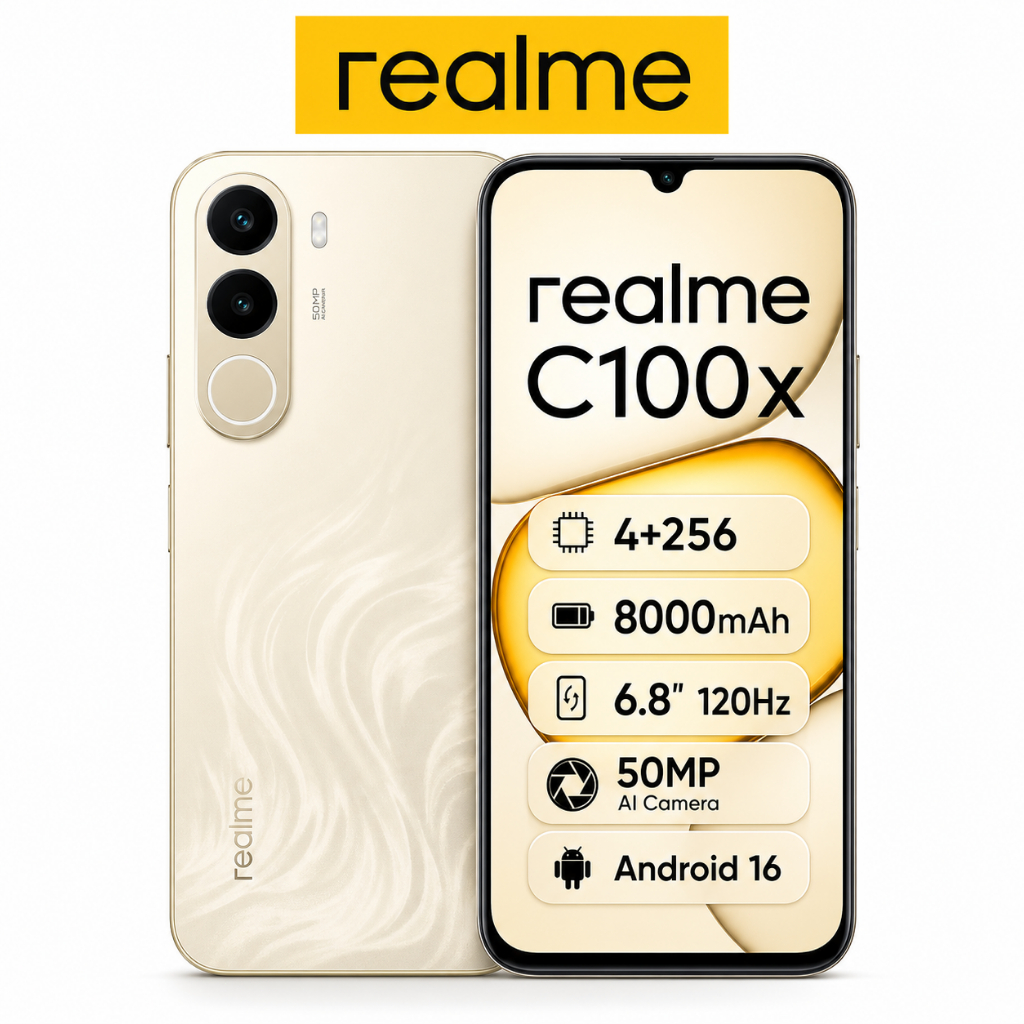 Celular realme C100X Smartphone 4+256 GB Bateria 8000mAh Original