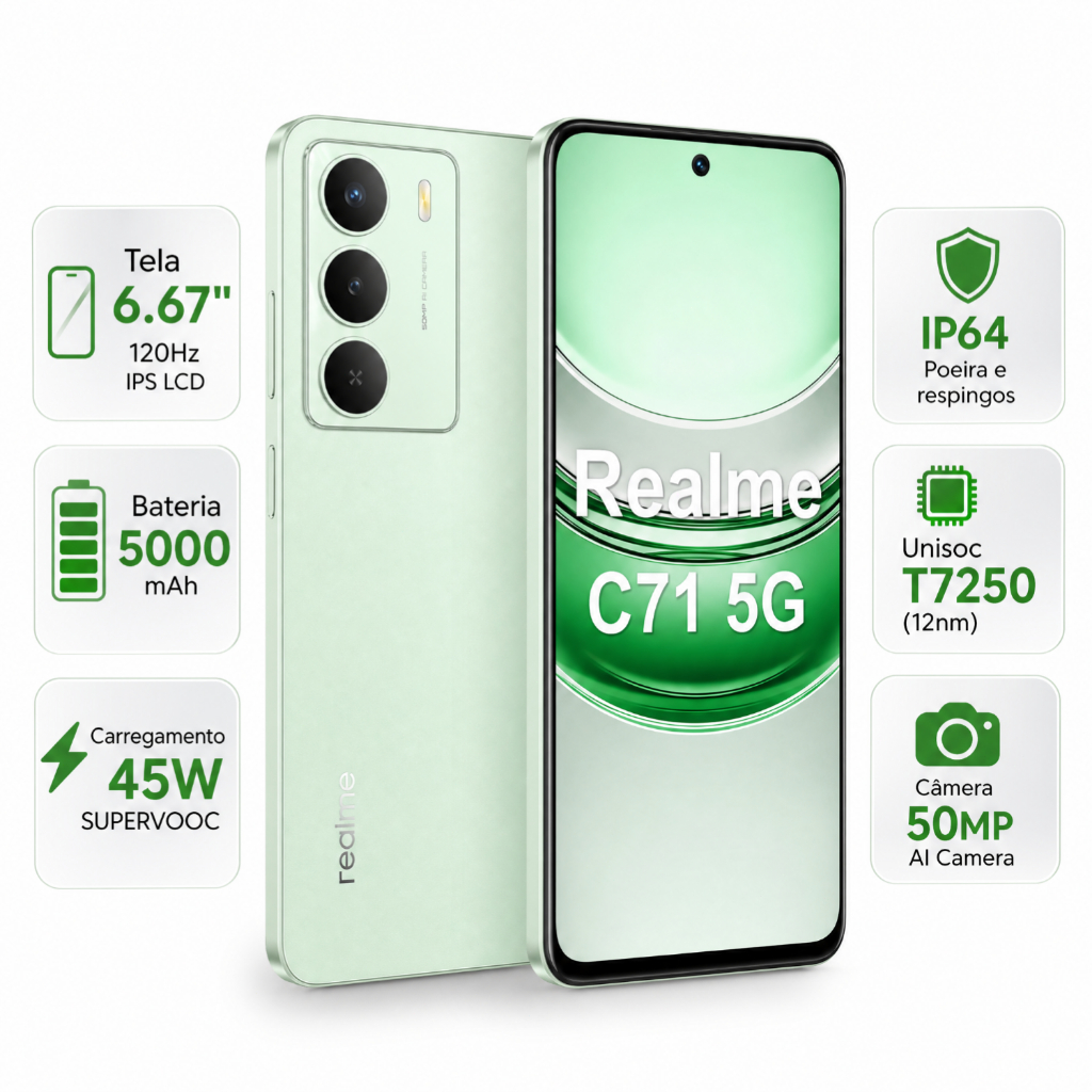 Celular realme C71 5G Smartphone 8+256 GB Original Versão Global
