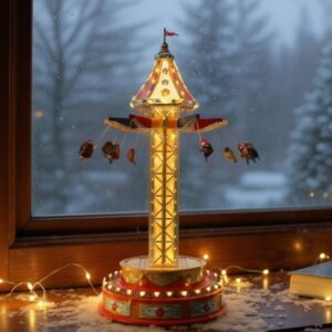 Cenário De Natal Brinquedo de Parque de Diversão com Som Luz e