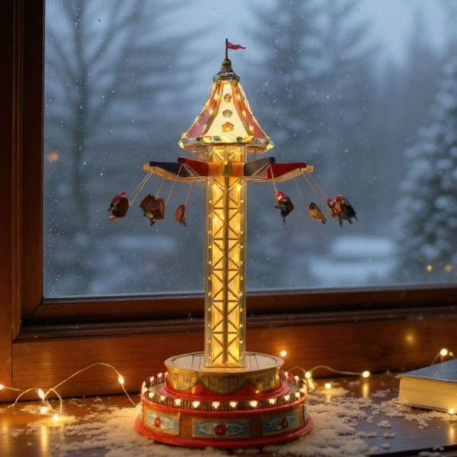 Cenário De Natal Brinquedo de Parque de Diversão com Som Luz e