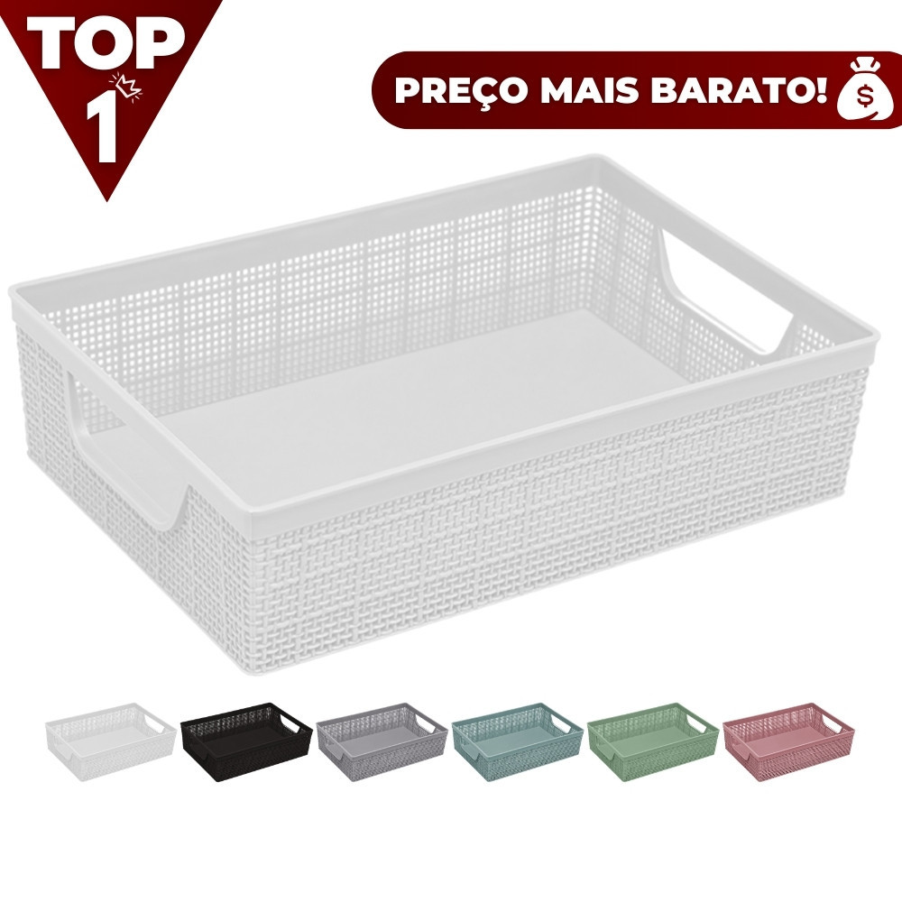 Cesta Caixa Organizadora Multiuso de Objetos Organizadora Jaguar Juta
