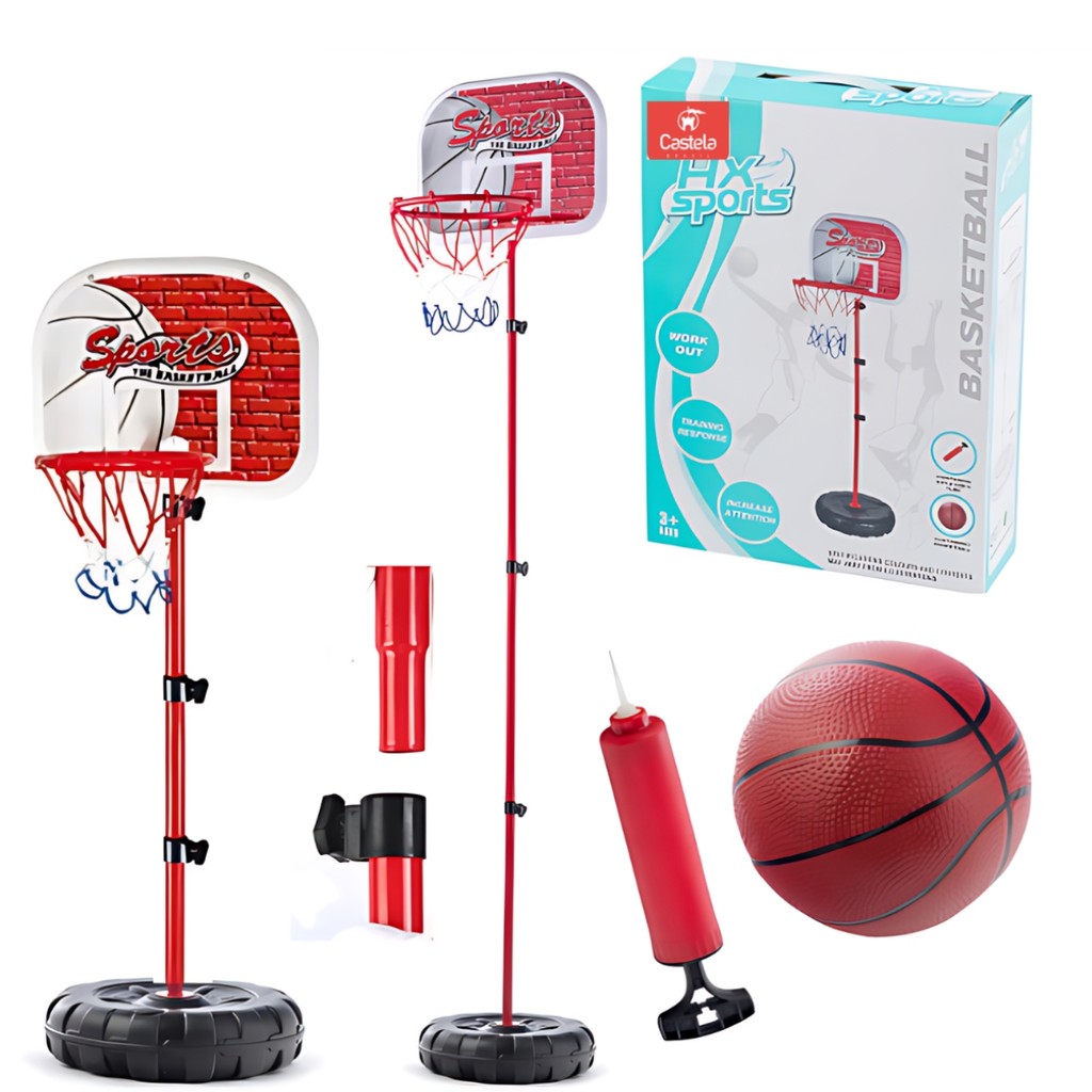 Cesta De Basquete Infantil Regulável 1,70m Castela Brinquedo Com Bola