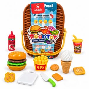 Cesta de Piquenique Brinquedo Infantil com Comidinhas e Acessórios