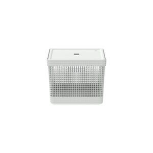 Cesta organizadora Ou 20L com tampa plástica Linha Grid