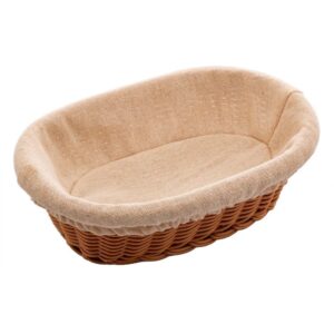 Cesta Oval com Forro Lyor de Rattan Plástico 24cm para Pães Frutas