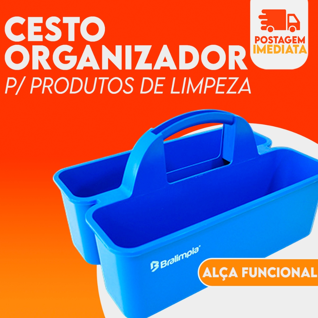 Cestinha Cesto Funcional Azul Organizador de Produtos de Limpeza