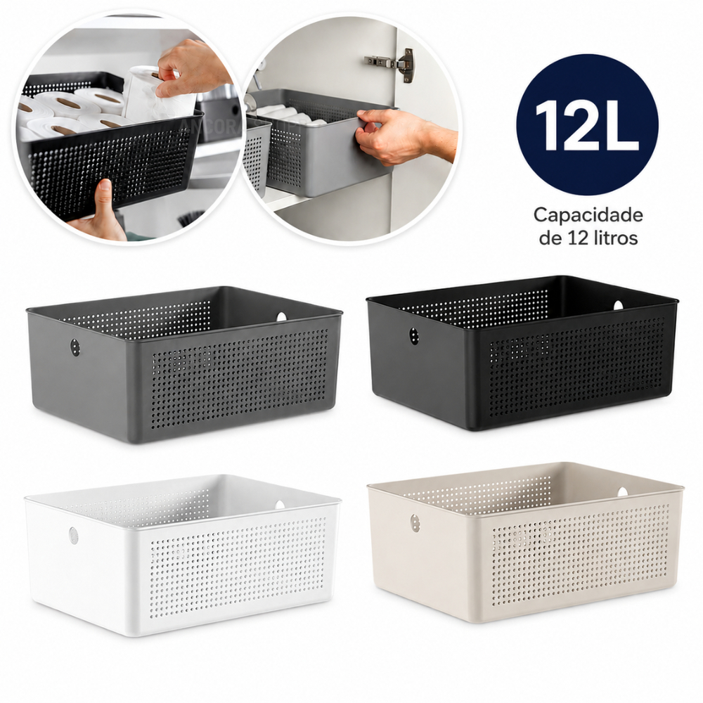 Cesto Organizador 12 Litros 34 X 27 Caixa de Organização Lavanderia