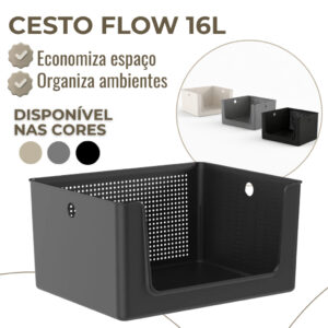 Cesto Organizador Caixa Flow Com Abertura Frontal 16L Armazenamento Ou