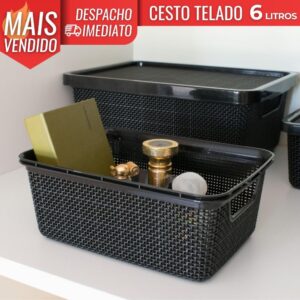 Cesto Organizador Jutta c Tampa Quarto Lavanderia 6L