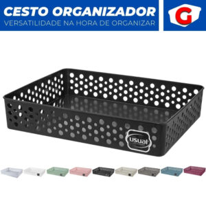 Cesto Organizador Rattan Armario Gaveta Lavanderia G Usual Utilidades