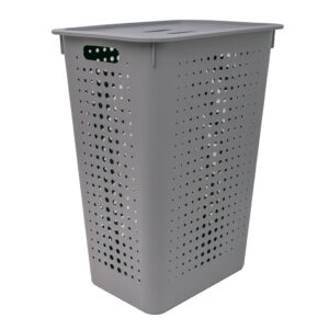 Cesto Organizador Roupa Suja 47L Chumbo Tampa Alças Ventilado
