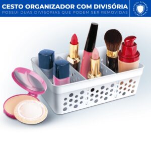 Cesto Organizador Trama Rattan c Divisoria Removivel 17×11