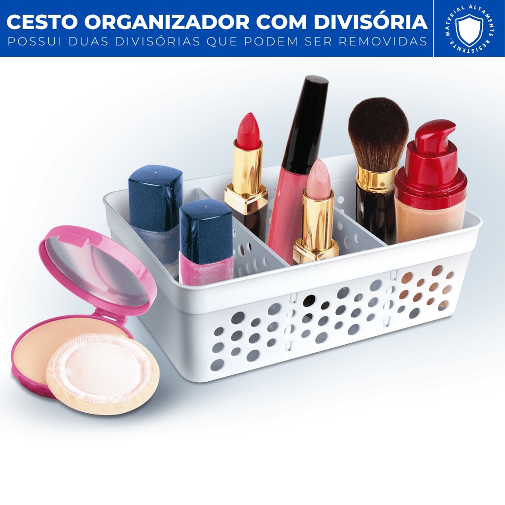 Cesto Organizador Trama Rattan c Divisoria Removivel 17x11