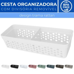 Cesto Organizador Trama Rattan c Divisoria Removivel 23x8