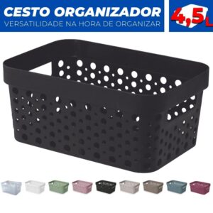 Cesto Organizador Trama Rattan s Tampa 4,5L Multiuso Plástico