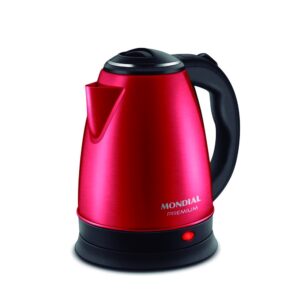 Chaleira Elétrica 2L Pratic Inox 1200W 220V Vermelha Preta Mondial