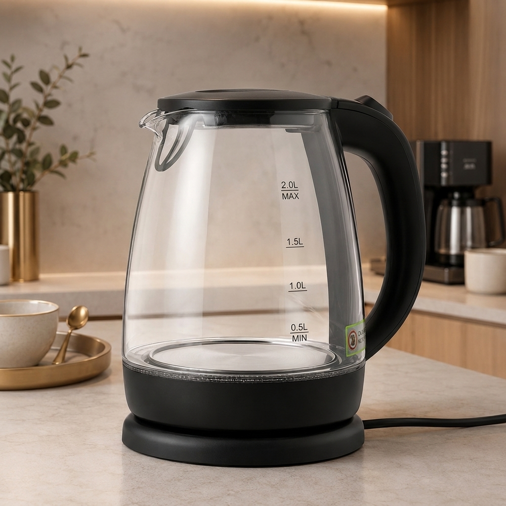 Chaleira Elétrica Jarra 1.8L Café Chá Inox 110v Vidro — Eletroportáteis