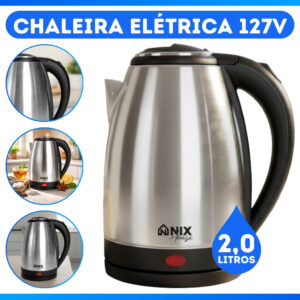 Chaleira Elétrica Térmica Bule Com Tampa Inox Full
