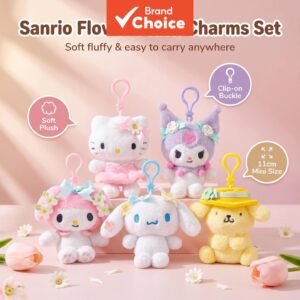 Charme de pelúcia oficial da série de flores da Sanrio, chaveiro fofo