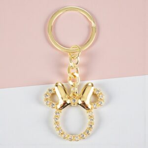 Chaveiro Metal Minnie Mouse Strass e Dourado 3,5cm Disney Original 1