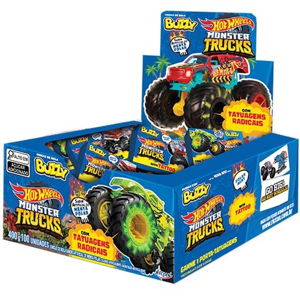 Chiclete Buzzy Hot Wheels Menta Polar c 90 Riclan