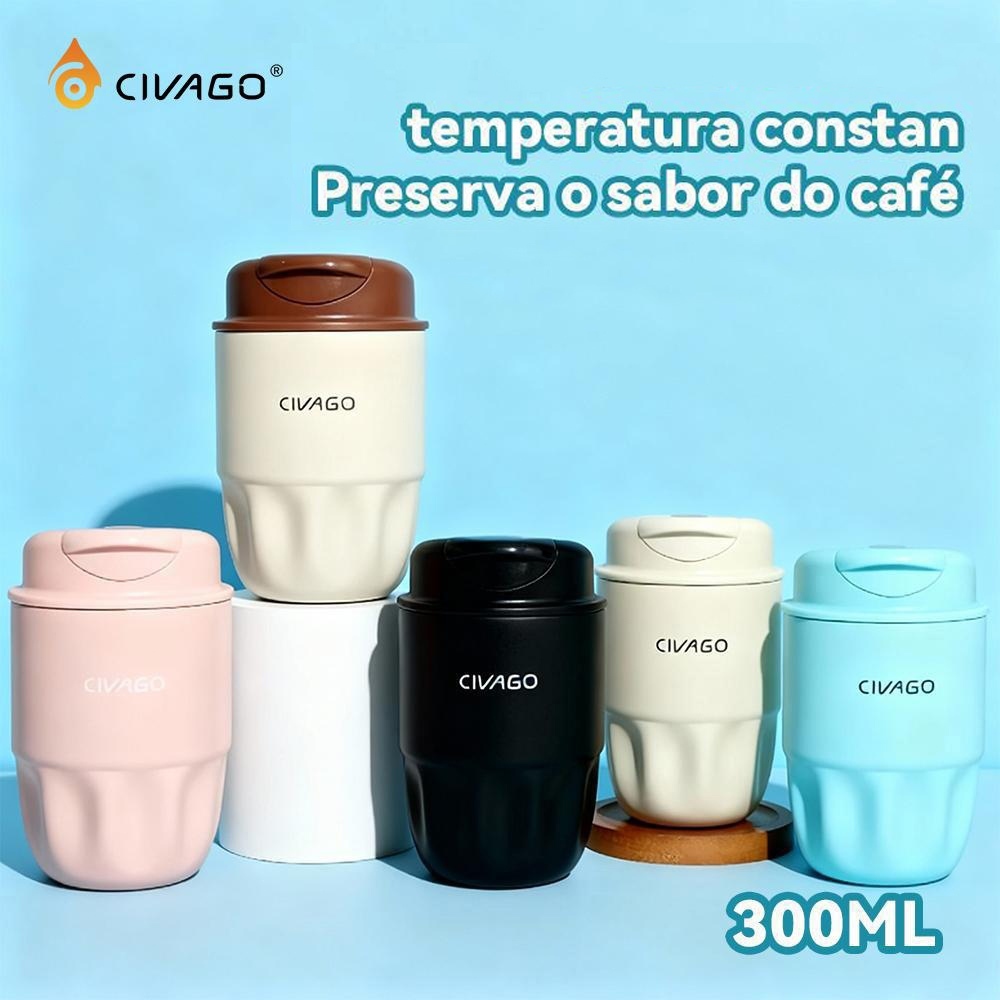 Civago Copo Térmico 300ml Aço Inox 304 Portátil Para Café — Cozinha e Utensílios