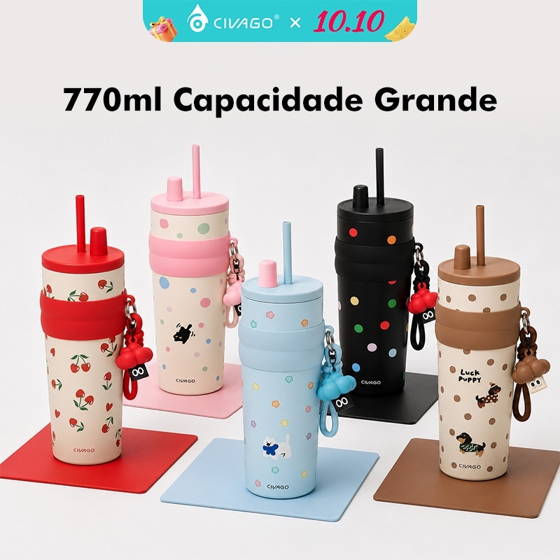Civago Copo Térmico 770ml Fashion Garrafa Térmica Aço Inox — Cozinha e Utensílios