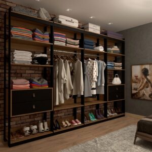 Closet Industrial Marseille 4 Gavetas 8 Prateleiras 2 Cabideiros