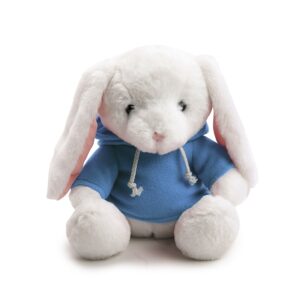 Coelho Pelúcia com Blusa Moletom Capuz Azul 20cm 01 unidade Cromus