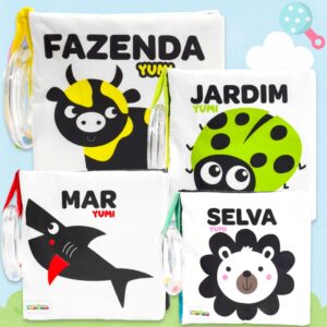 Coleção Livros De Pano Macio Para Bebês Alto-Contraste Sensorial
