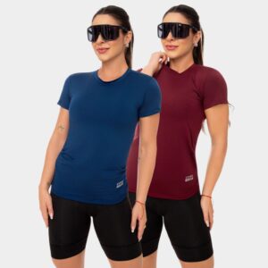 Combo 2 Camisa Camiseta Blusa Dry Fit Feminina Manga Curta Academia