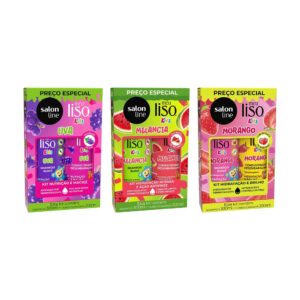 Combo com 3 Shampoo Condicionador Meu Liso Kids Morango, Uva e
