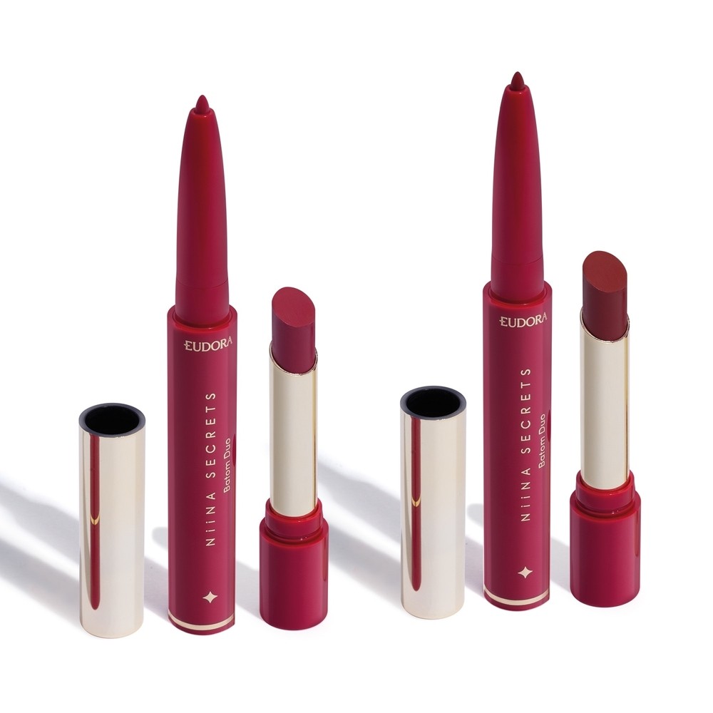 Combo Duo Perfect Match Niina Secrets: Batom Rosa 1,65g Batom Marrom