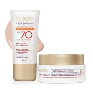 Combo Facial: Protetor Solar Facial Fps 70 Cor 1 40g Creme Hidratante