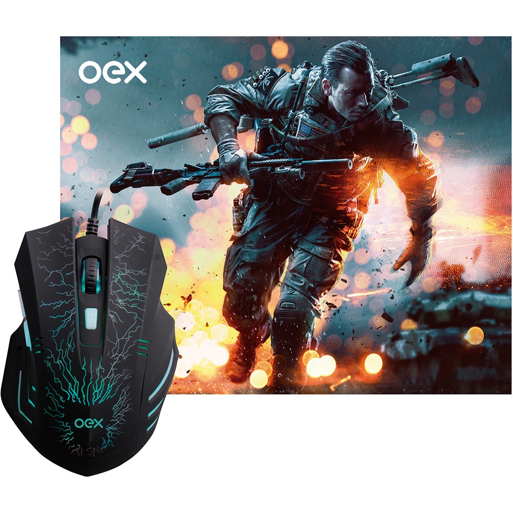 Combo Gamer Mouse Mousepad Stage Mc101 6 Botoes Led 2.400Dpi — Informática