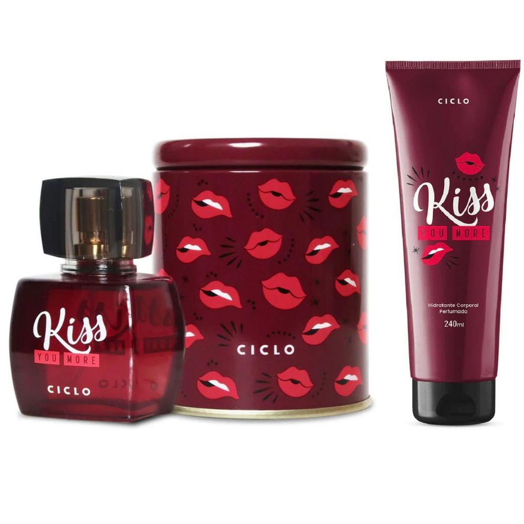 Combo Kit Kiss You More Deo Colonia Perfume 50ml Loção Hidratante