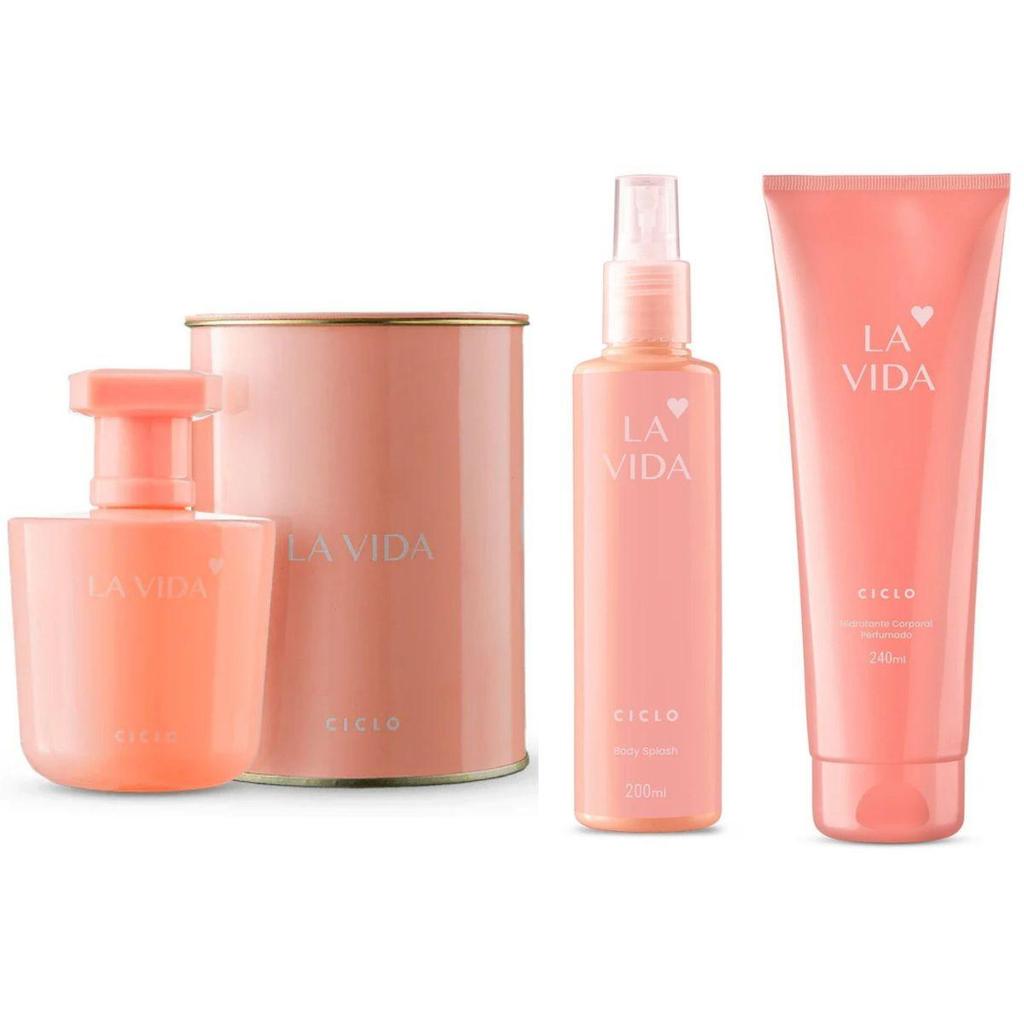 Combo Kit La Vida Perfume Deo Colonia Hidratante Body Splash Ciclo