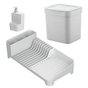 Combo Lixeira De Pia 4,7L Escorredor de Louças Dispenser 500ml Ou