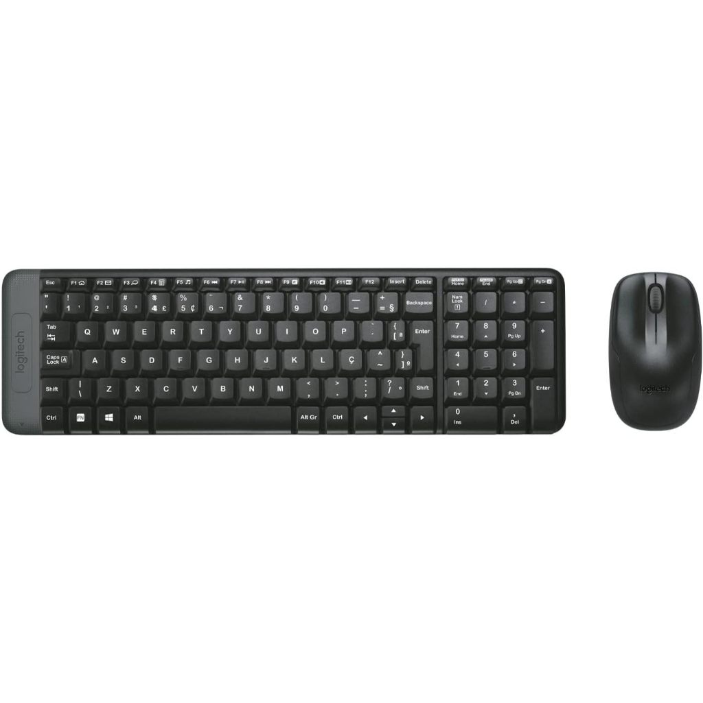 Combo Teclado E Mouse Logitech Mk220 Preto Compacto Wireless Usb Sem