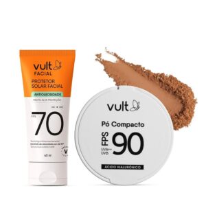 Combo Vult Care: Pó Compacto Cor 5 6g Protetor Solar Facial Fps 70