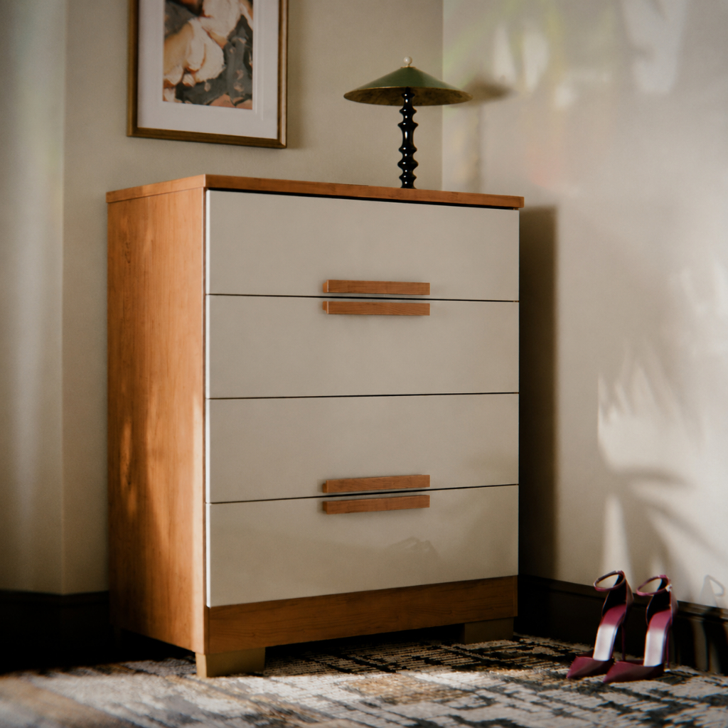 Cômoda 4 Gavetas Mdf Para Quarto Gaveteiro Casal Solteiro Grande — Organização
