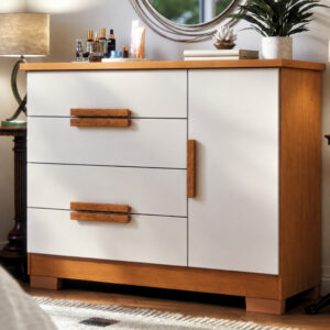 Cômoda Para Quarto Casal Sapateira 4 Gavetas 1 Porta Grande Mdf